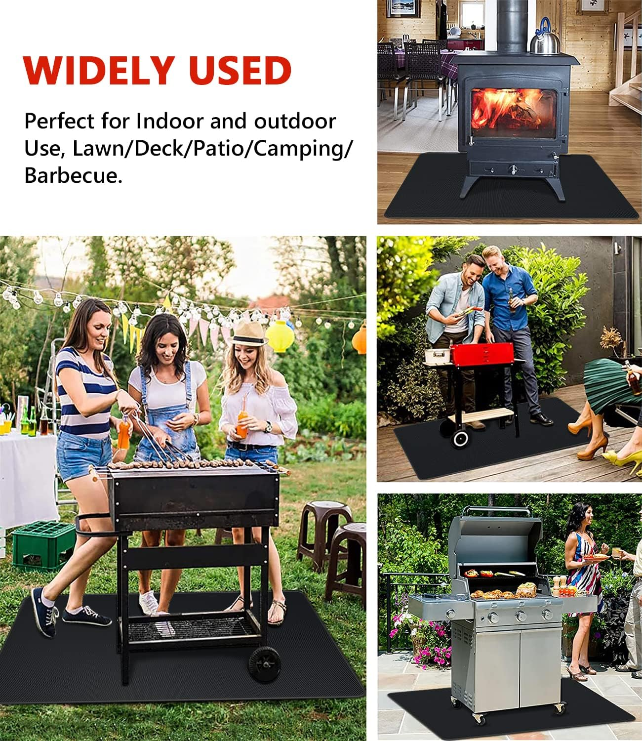 Protebox 60 X 40 Inch under Grill Mats for Outdoor Grill, Double-Sided Fireproof Deck and Patio Protector Mat, BBQ Mat for under BBQ, Waterproof Oil-Proof Grill Floor Pads Fire Pit Mat Fireplace Mat image number 1