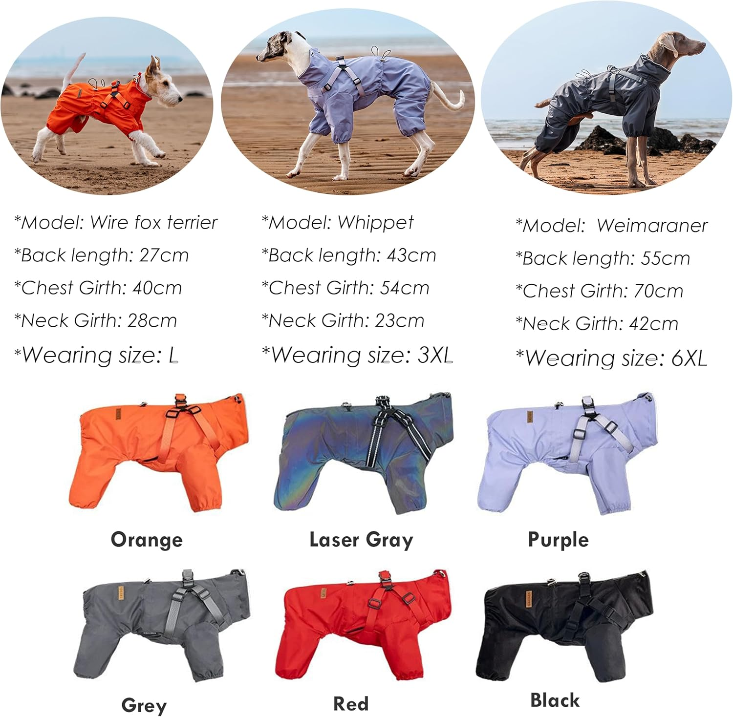 BT Bear Dog Harness Raincoat,Adjustable 4 Legs Dog Jacket with Harness Reflective Jumpsuit Waterproof Coat for Medium Large Dogs,Red 4XL