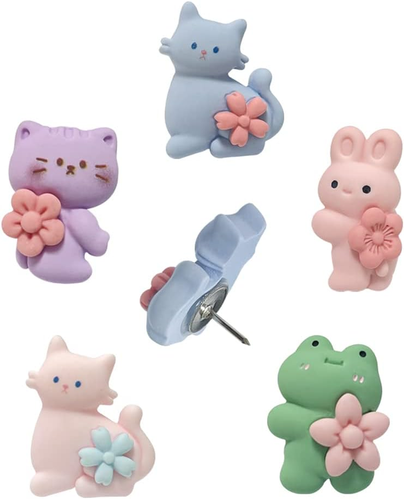 20 PCS Cute Cartoon Little Cat Push Pins Decorative Push Pins for Cork Board Cute Thumb Tacks for Bulletin Board, Photos Wall,Office Supplies,Diy,Cute Office Decorations image number 1