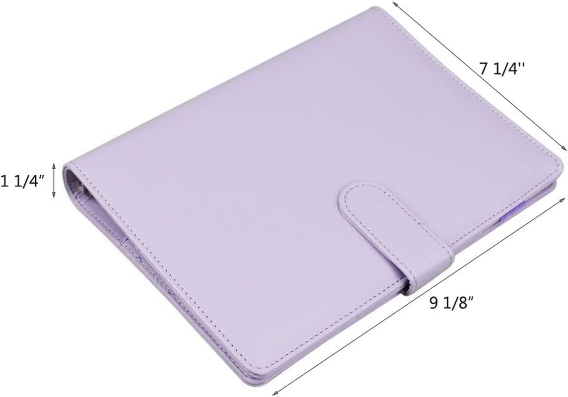 Acemedia A5 PU Leather Binder - 6-Ring Notebook Binder Cover with Magnetic Buckle Closure, Purple image number 5