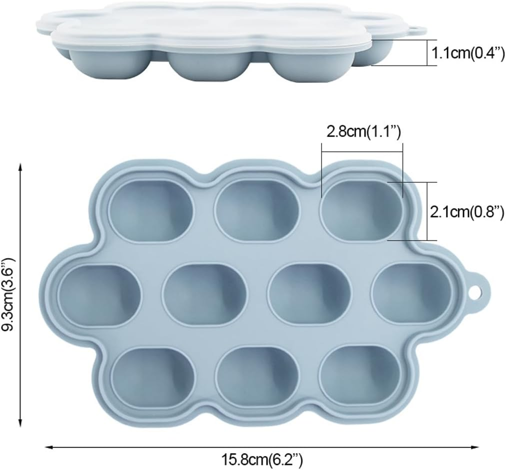 AIMALL 6 PCS Food Grade Silicone Ice Cube Tray, Bite Size Snack Molds for Fruits and Vegetables, Supplemental Feeding Accessory &ndash; Dimensions 6.2 X 3.6 Inches image number 3