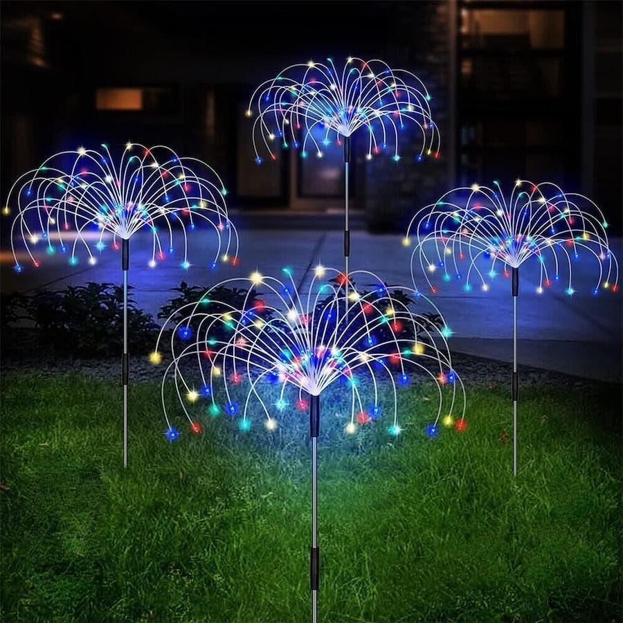 [Upgraded Solar Firework Lights 8 Modes Multicolour & Warm White - 200LED Solar String Lights, Waterproof Outdoor LED Fairy Lights, Christmas, Garden, Patio, Yard, Colorful Decorative Lighting] image number 2