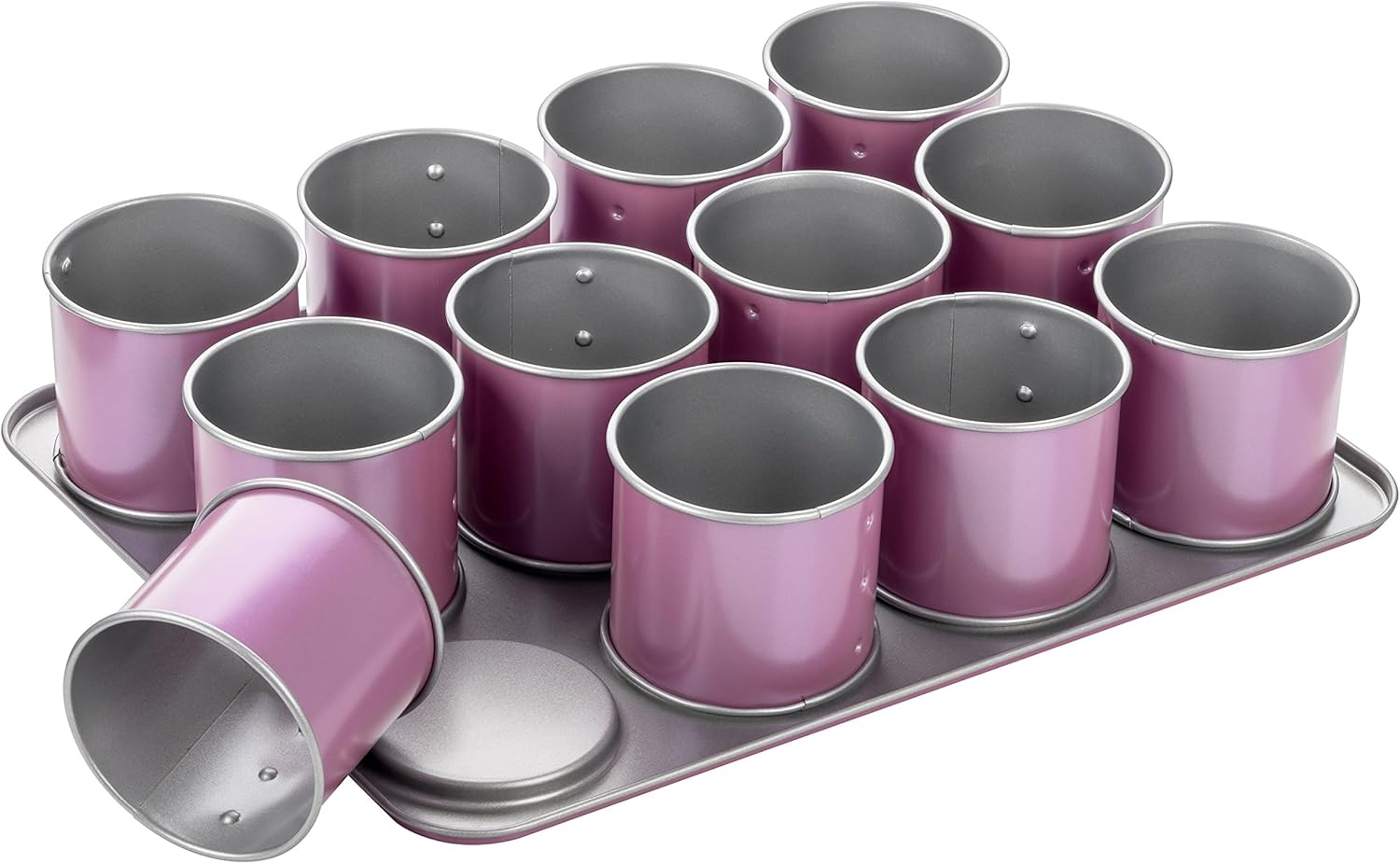 Zenker Creative Studio 12 Mini Cake Baking Tray, Cupcake Baking Mould, Mini Cake Mould with Non-Stick Coating, Cake Mould for Small Cakes, Creative Baking (Colour: Pink, Silver), Quantity: 1 Piece image number 2