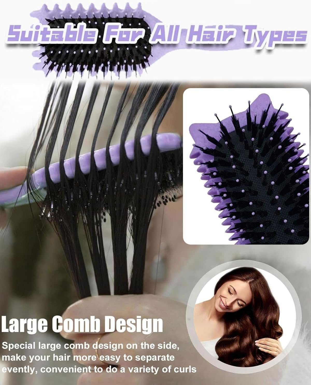 BPTRKOM 1 X Professional Detangling Brush with Spiral Springs - for Curls and Long Hair - for Women/Men - Lime Green Design - Hair Care Special Brush with Lubricating Effect (Green: Rounded Corners) image number 5