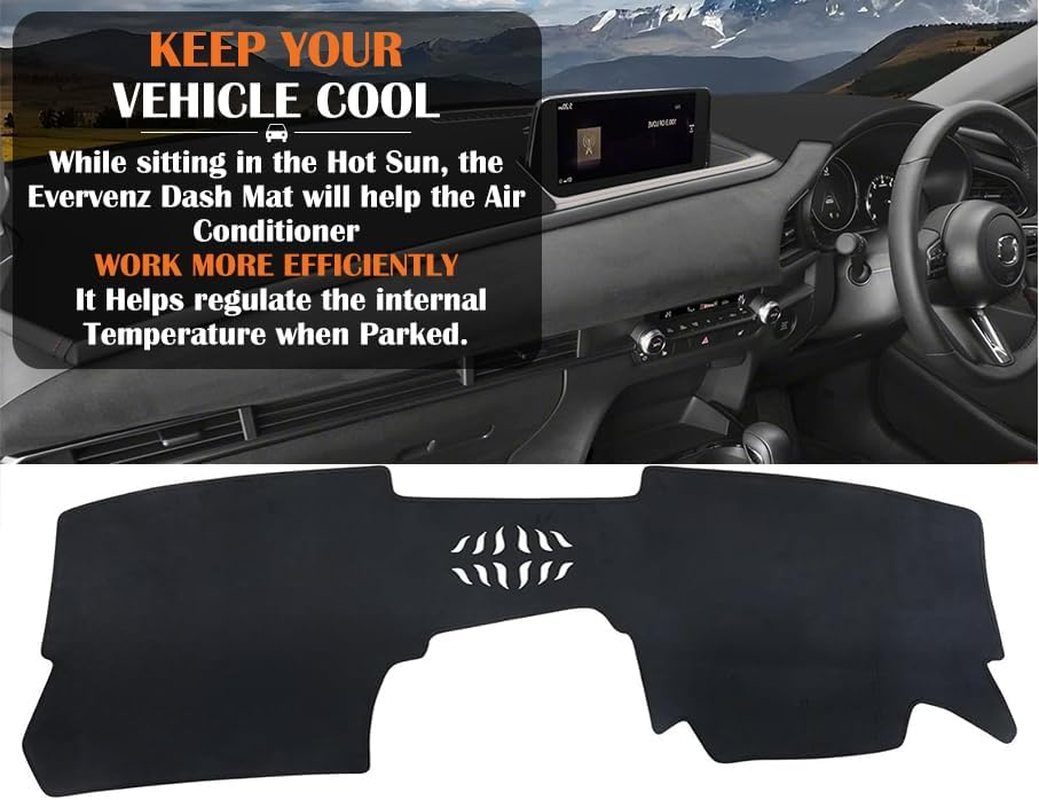Evervenz Dash Mat for Mazda CX-30 2020 2021 2022 2023 Leather（With HUD） Dash Cover Dashboard Cover CX3003 image number 3