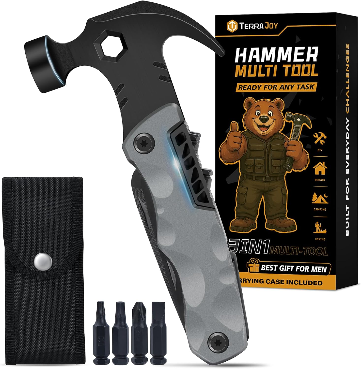 13-In-1 Multitool Gifts for Men - Cool Unique Gadgets Gifts for Men Him Dad Husband - Camping Accessories for Outdoor, DIY, Repair, Gardening (Grey&ndash;Gift Box) image number 2