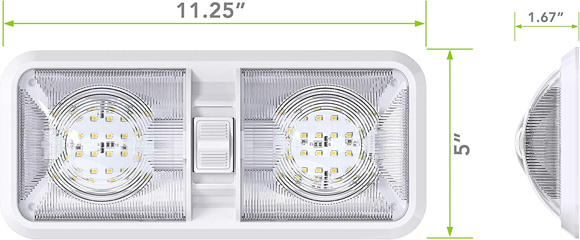 Leisure LED 5 Pack RV LED Ceiling Double Dome Light Fixture with ON/OFF Switch Interior Lighting for Car/Rv/Trailer/Camper/Boat DC 12V Natural White 4000-4500K 48X2835SMD (Natural White 4000-4500K, 5) image number 5