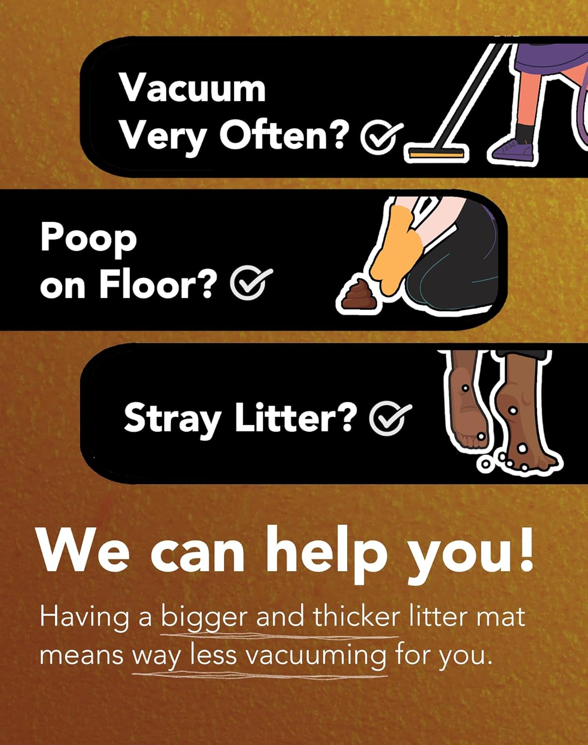 Lukamoo&reg; Cute Cat Litter Mat Large, 60 X 40 Cm, for Kitty Litter & Cute Cat Litter Box, Cat Accessories for Indoor Cats, Litter Trapping Mat (Melody) image number 2