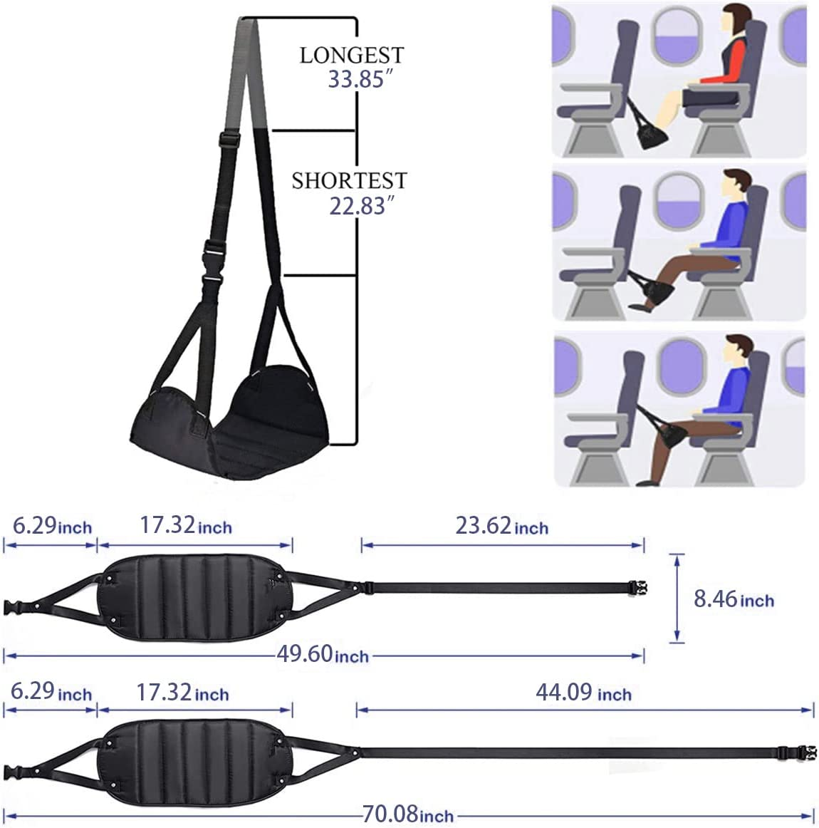 Airplane Footrest - Best Travel Essential, Airplane Travel Accessories, No Clashing Foot Hammock & Portable Plane Leg Rest, Provides Relaxation and Comfortable for Long Flight image number 3