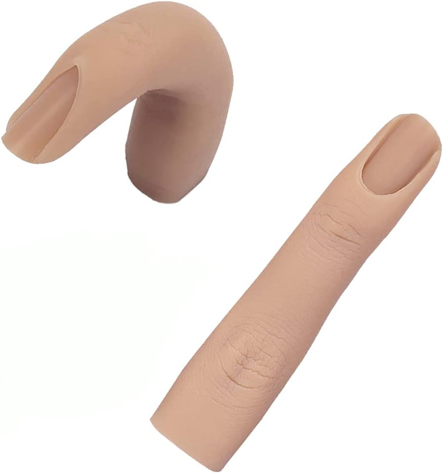 XMASIR Silicone Nail Practice Finger for Acrylic Nails, Fake Finger Training Model, Flexible Bendable Female Mannequin Life Size for Nail Art Display, Jewellery Ring Display image number 2