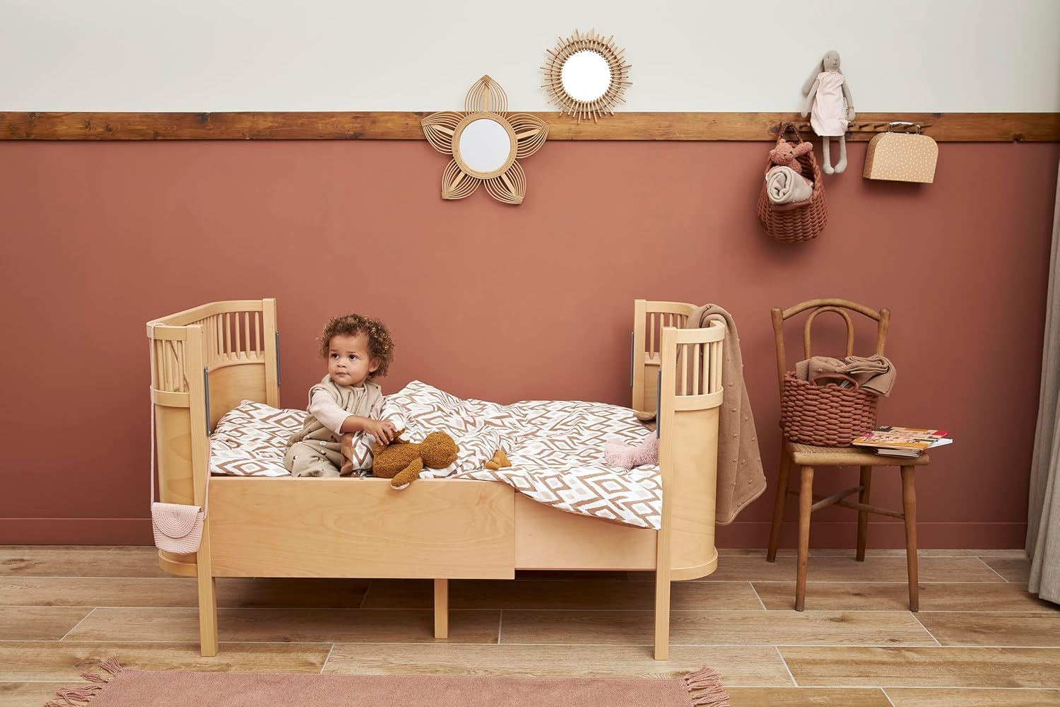 Meyco Baby Bedding Ikat Junior Bed (Breathable Material, 100% Cotton Duvet Cover + Pillowcase, Machine Washable and Tumble Dry, 120 X 150 Cm), Sand/Toffee image number 5