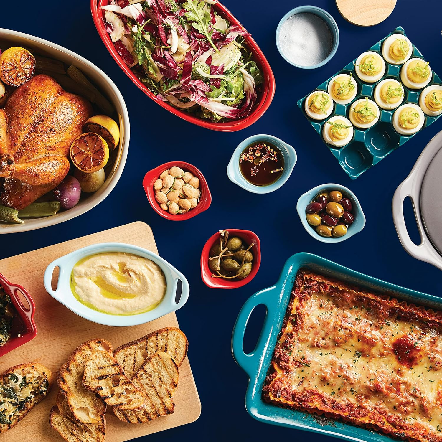 Rachael Ray Solid Glaze Ceramics Au Gratin Bakeware/Baker Set, Rectangular, 2 Piece, Red image number 5