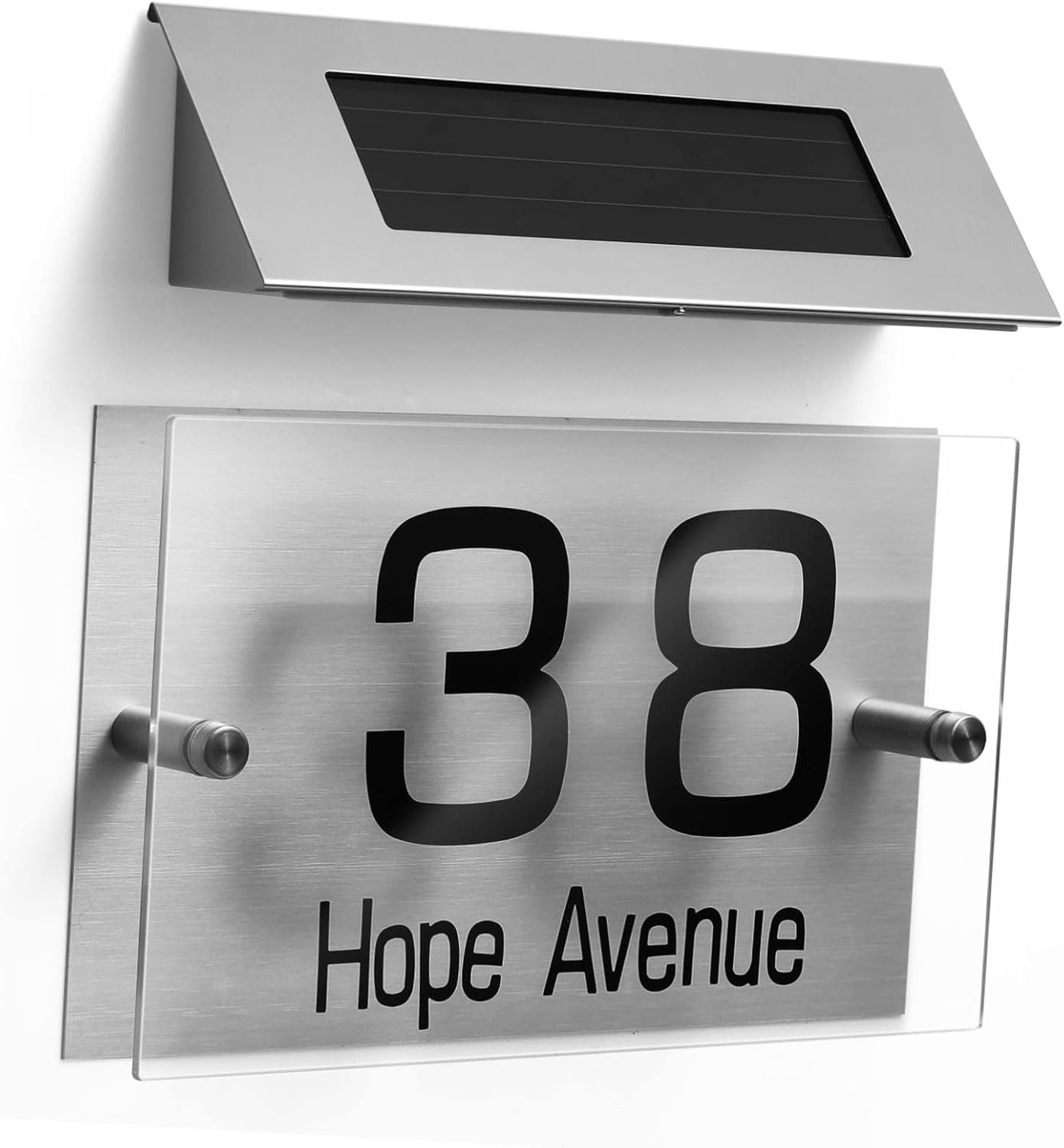IWOWHERO Outdoor Solar House Number Lamp Led Address Diy Acrylic Easy to Install for Night Use image number 3