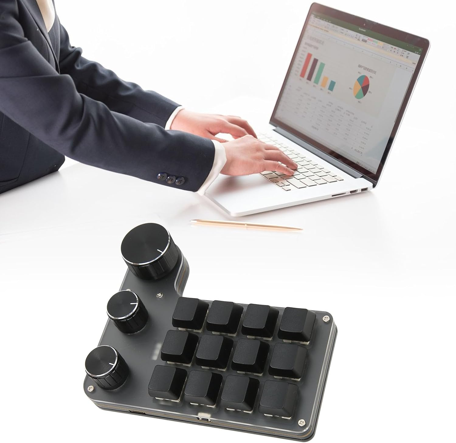 12 Key 3 Knob Mechanical Keyboard, Customization Function Red Switch Ergonomic Design, for for Vista for Linux (Wired USB)