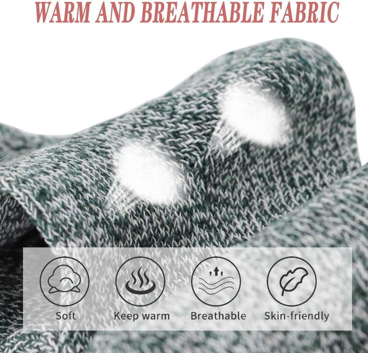 5 Pairs Wool Socks for Men Women,H HOME-MART Ladies Thermal Winter Socks Nordic Socks,Thick Knitting Warm & Comfy Wool Crew Cotton Vintage Knit Thermal Gifts