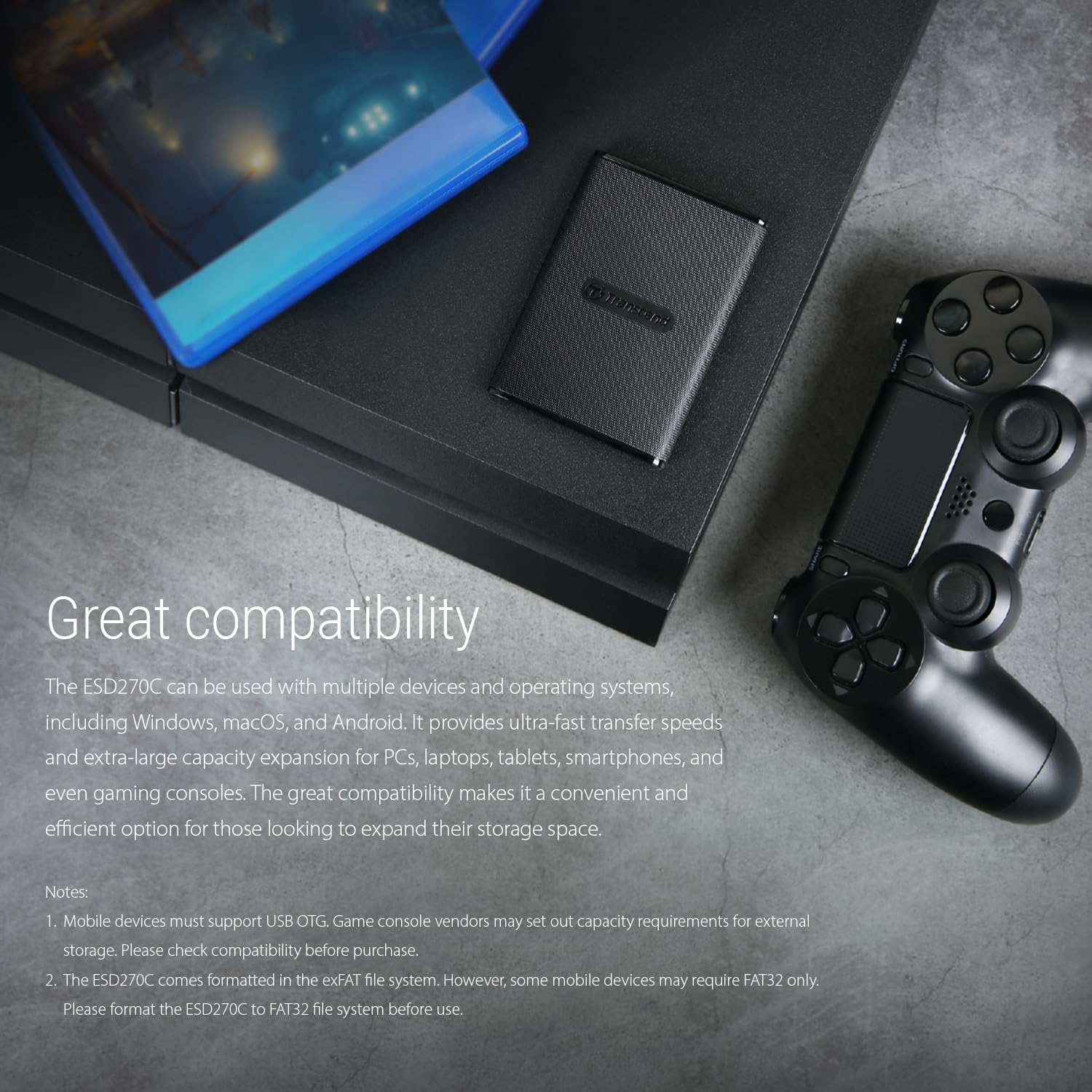 Transcend SSD TS2TESD270C Portable 2TB, USB 3.1, Type-C image number 1