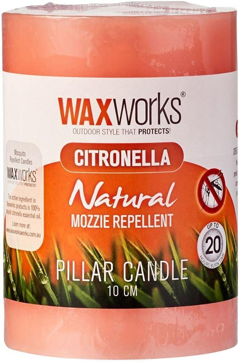 Waxworks Citronella Pillar Candle - 20 Hour Burn Time Mosquito Repellant Candle for Outdoor Use - Long Lasting Citronella Candle - Assorted Colours image number 1