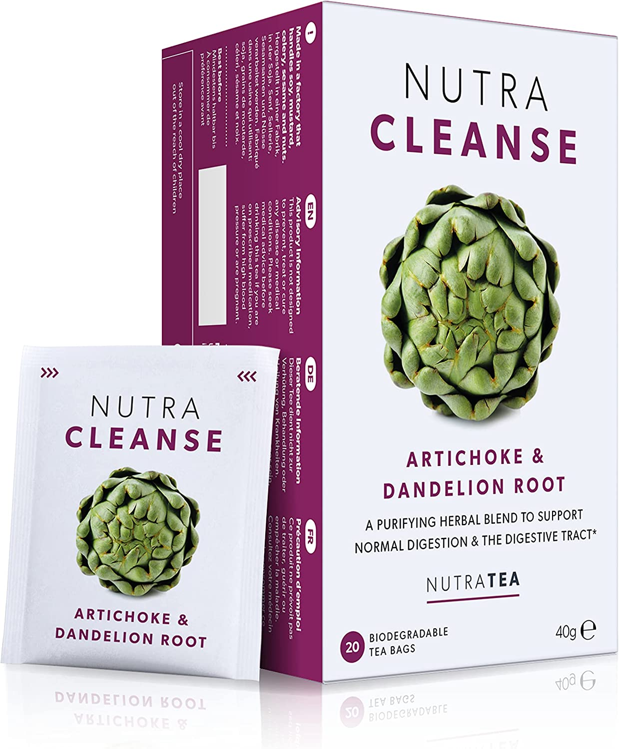 NUTRACLEANSE - Detox Tea | Cleanse Tea - Helps Relieve Constipation & Encourage Digestion - Includes Dandelion Root, Artichoke & Milk Thistle - 20 Enveloped Tea Bags - by Nutra Tea - Herbal Tea image number 6
