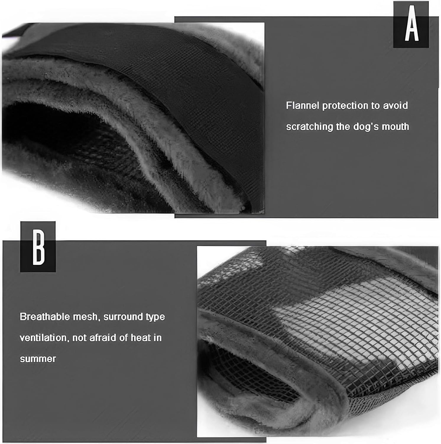 RTRTGS Nylon Muzzle for Dogs, Adjustable Loop, Breathable, Safe, Quick Fit for Small, Medium Dogs, Prevents Biting, Chewing and Barking (L, Black) image number 2