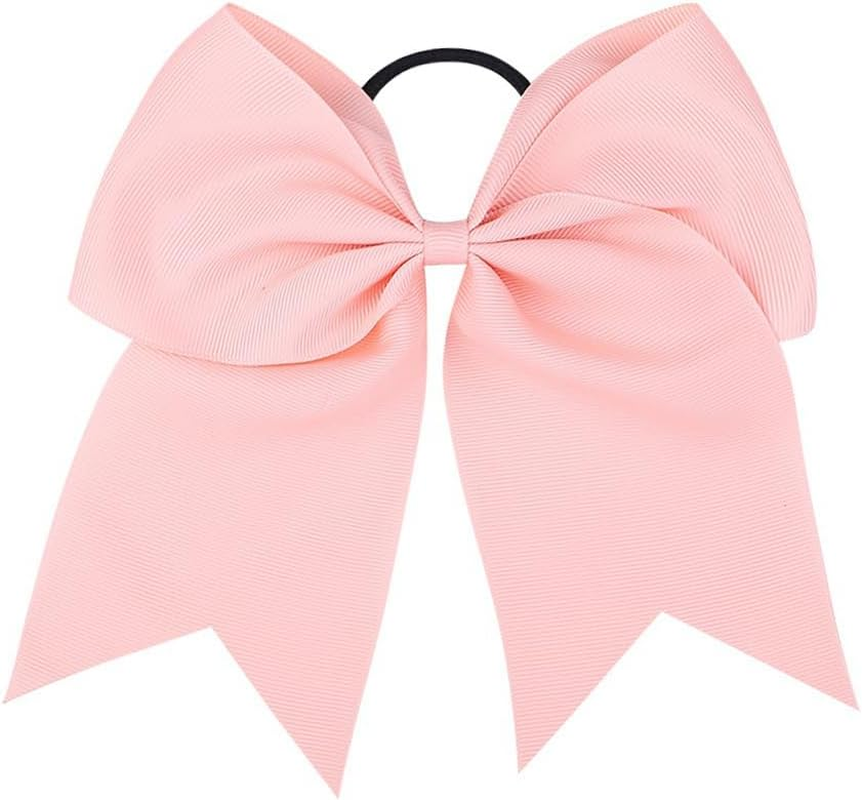 JIHUOO - Pink Hair Bows, 8 Inch Long, 4 Pieces - Hair Accessories for Women and Girls - Cheerleader Bows, Jumbo Hair Bows, Ponytail Holder, Hair Bands image number 3