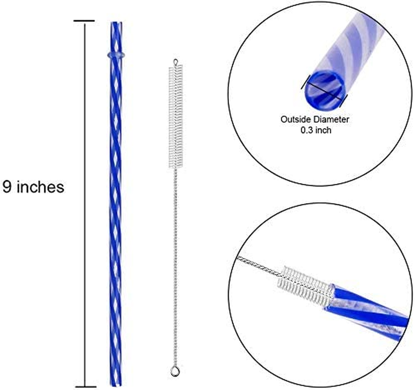 32 Pieces Reusable Plastic Straws Fit for Mason Jars, Tumblers, BPA-FREE, 9" Rainbow Colored Unbreakable Drinking Straws with 2 Cleaning Brushes and Straw Carrying Case- Eco-Friendly image number 5