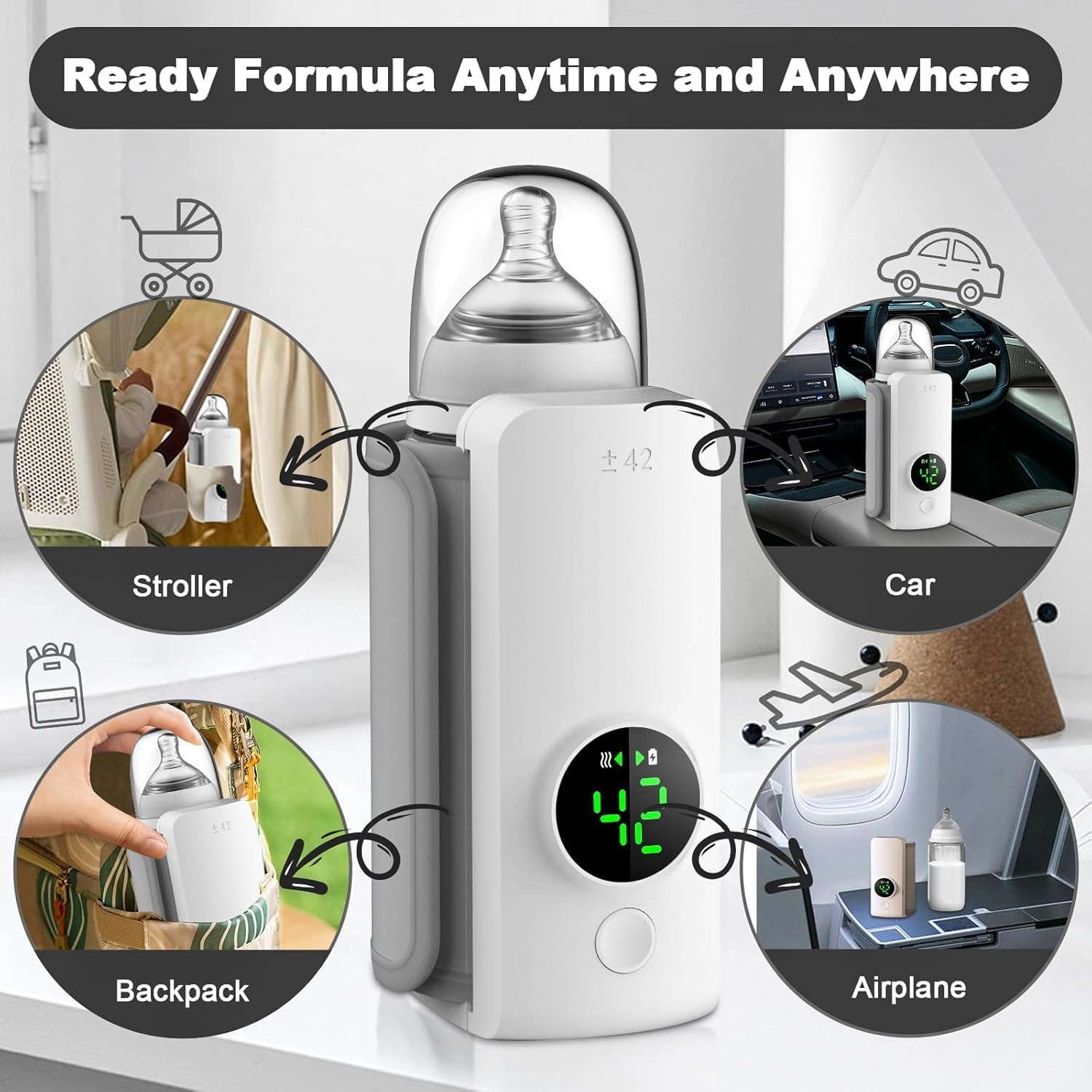 Fast Heating Portable Bottle Warmer,Travel-Easy,18W Fast Charging,6-Speed Temperature Control,Locked-In Nutrition,360 Degree Wrap Even Warming,Ensuring Baby Needs image number 1
