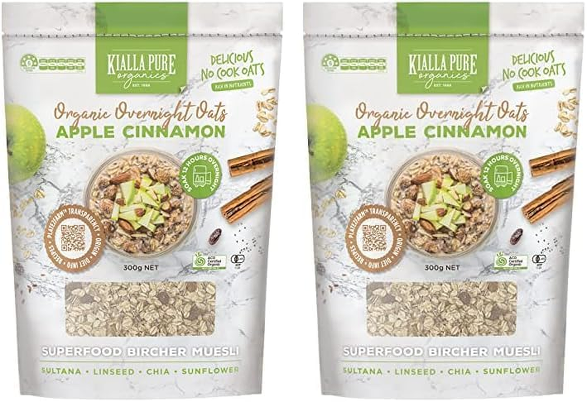 Kialla Organic Overnight Oats Apple Cinnamon Pouch 300G