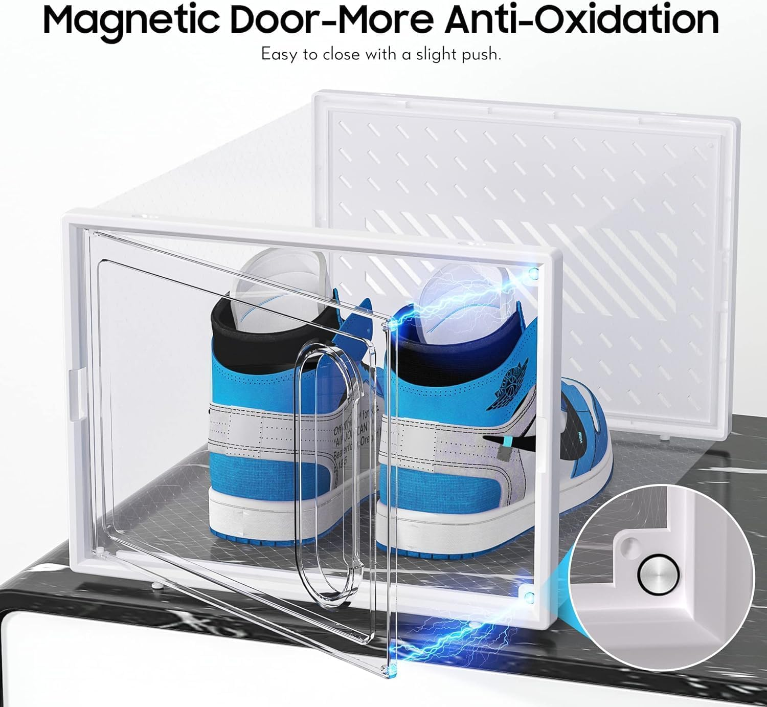 Large Shoe Storage Box, Fit up to Shoe Size 13, Shoe Organizer for Closet, Clear Stackable Sneaker Containers Bins, Space Saving Foldable Shoe Rack (Set of 12Pcs) image number 3