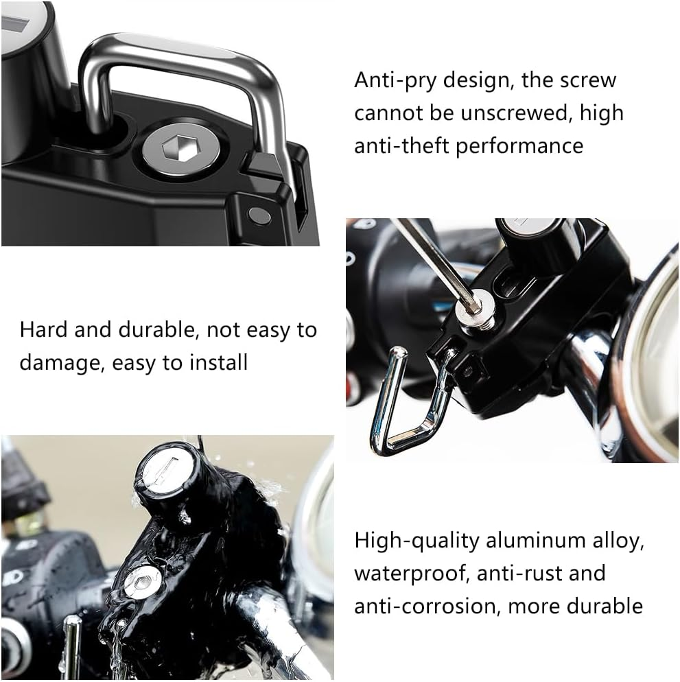 Helmet Lock, Motorcycle Helmet Lock, Bicycle Helmet Lock, Universal Helmet Lock with Keys, for 22-28 Mm Handlebar Tubes, Motorcycles, Bicycles or Scooters, Secures the Helmet image number 1