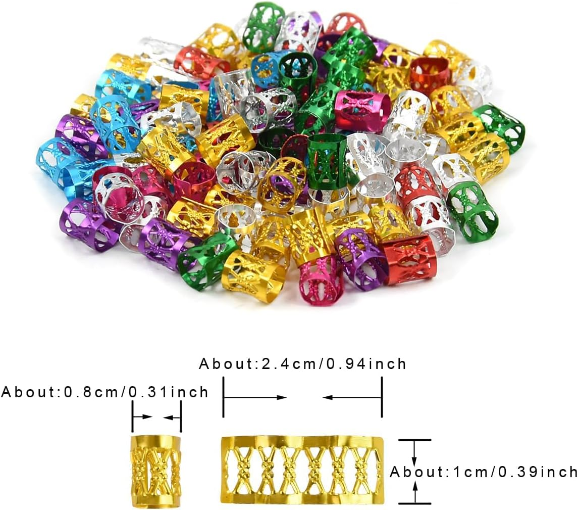 150 Pieces Dreadlocks Beads Aluminum Hair Rings for Braids Hair Clips Braiding Ring Metal Cuffs Hair Jewelry for Braids Accessories