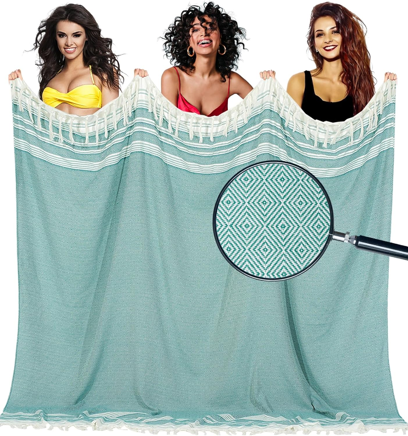 Oversized Turkish Beach Towel Blanket Cotton Giant XL Sandproof Towels Huge Linen XXL Extra Large Big Throw Quilt Blankets for Adults Cloud Travel Camping Glamping Accessories Essentials image number 2