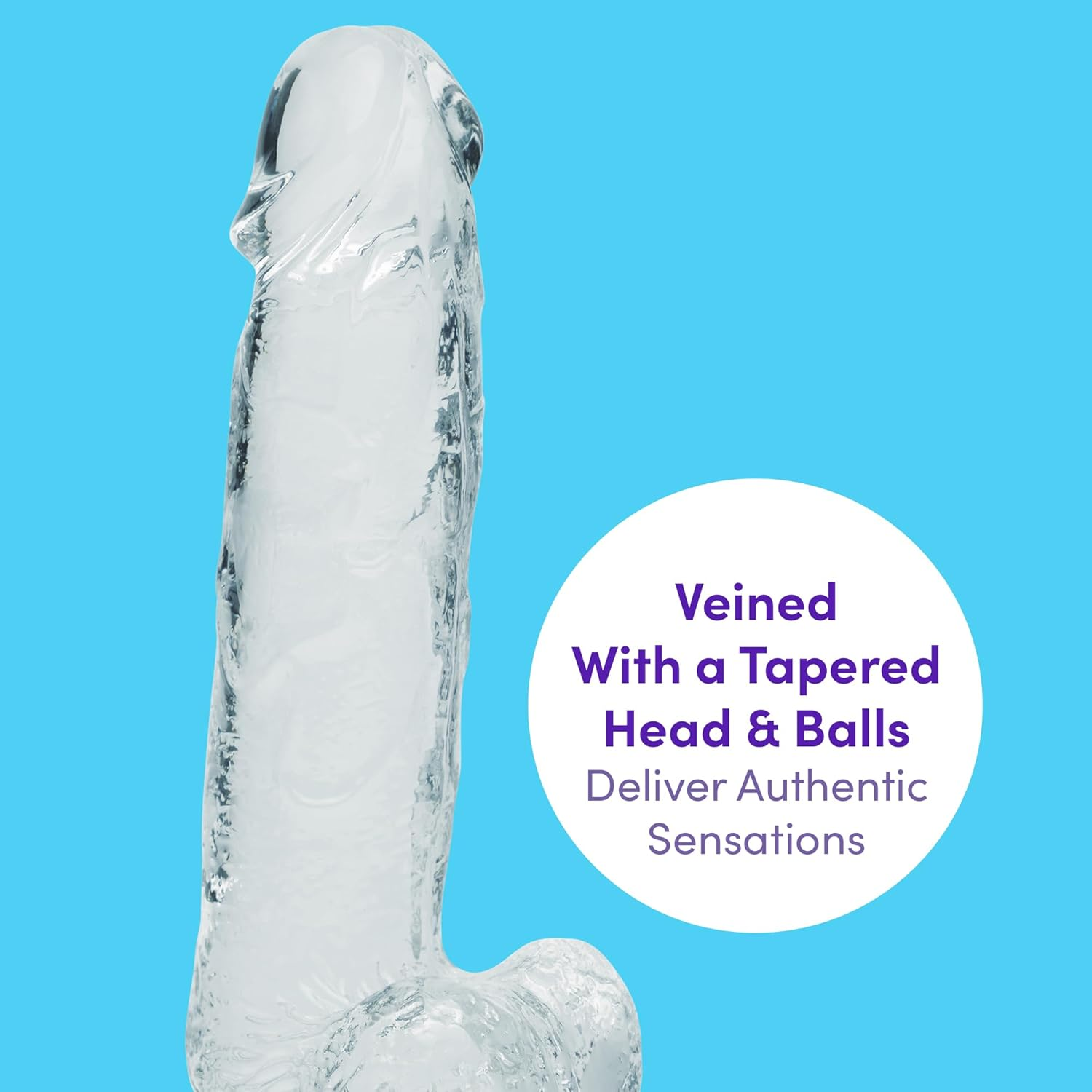 Lovehoney Realistic Dildo &ndash; 8 Inch Suction Cup &ndash; Firm G-Spot and Anal Dildo with Balls - Adult Sex Toy for Men, Women & Couples &ndash; Harness Compatible Strap on &ndash; Waterproof - Clear