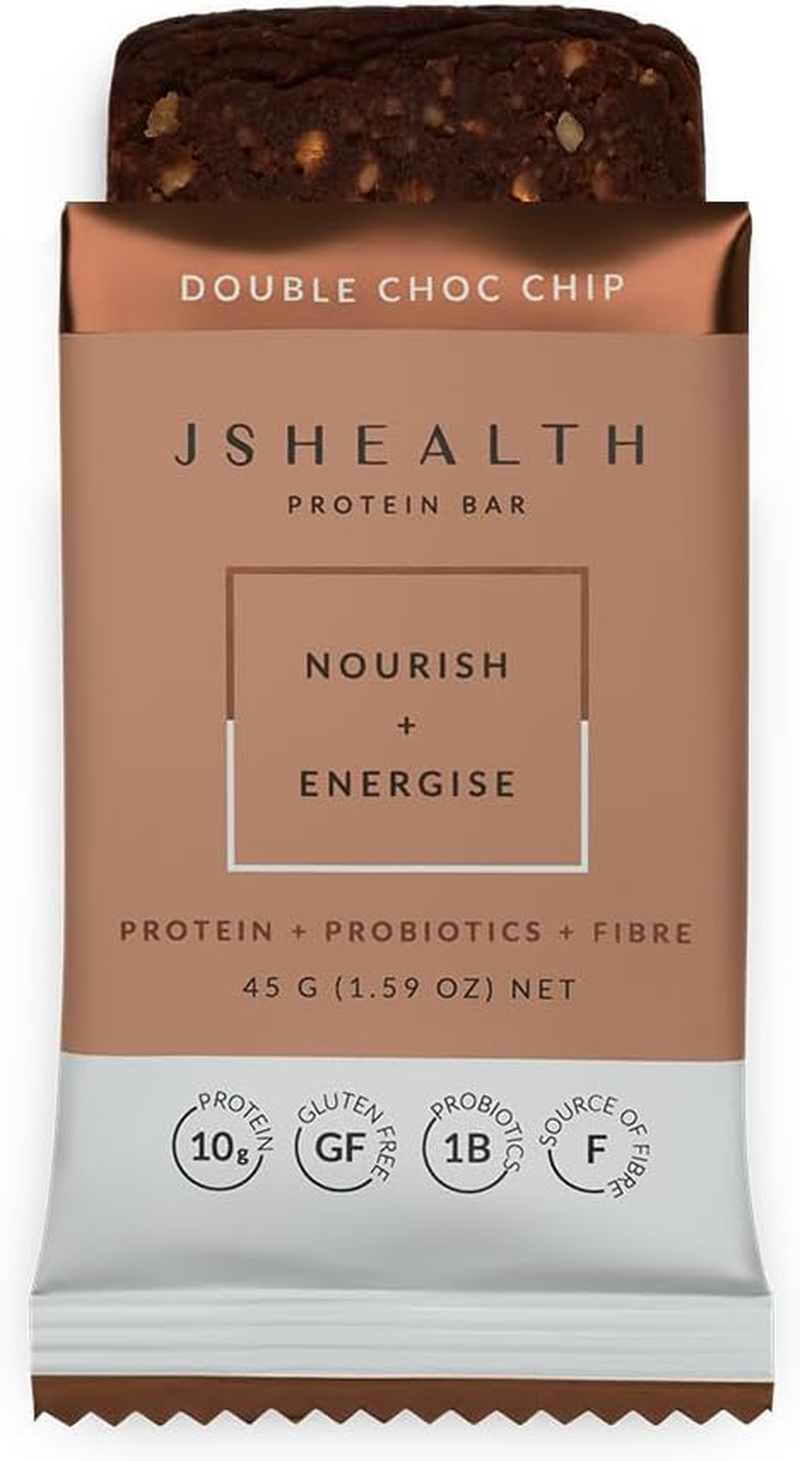 Jshealth Protein Bar - Double Choc Chip | Chocolate Protein Bars | High Protein Box of 12 X 45G Bars, Gluten-Free + Vegan-Friendly + Dairy-Free Ingredients image number 4