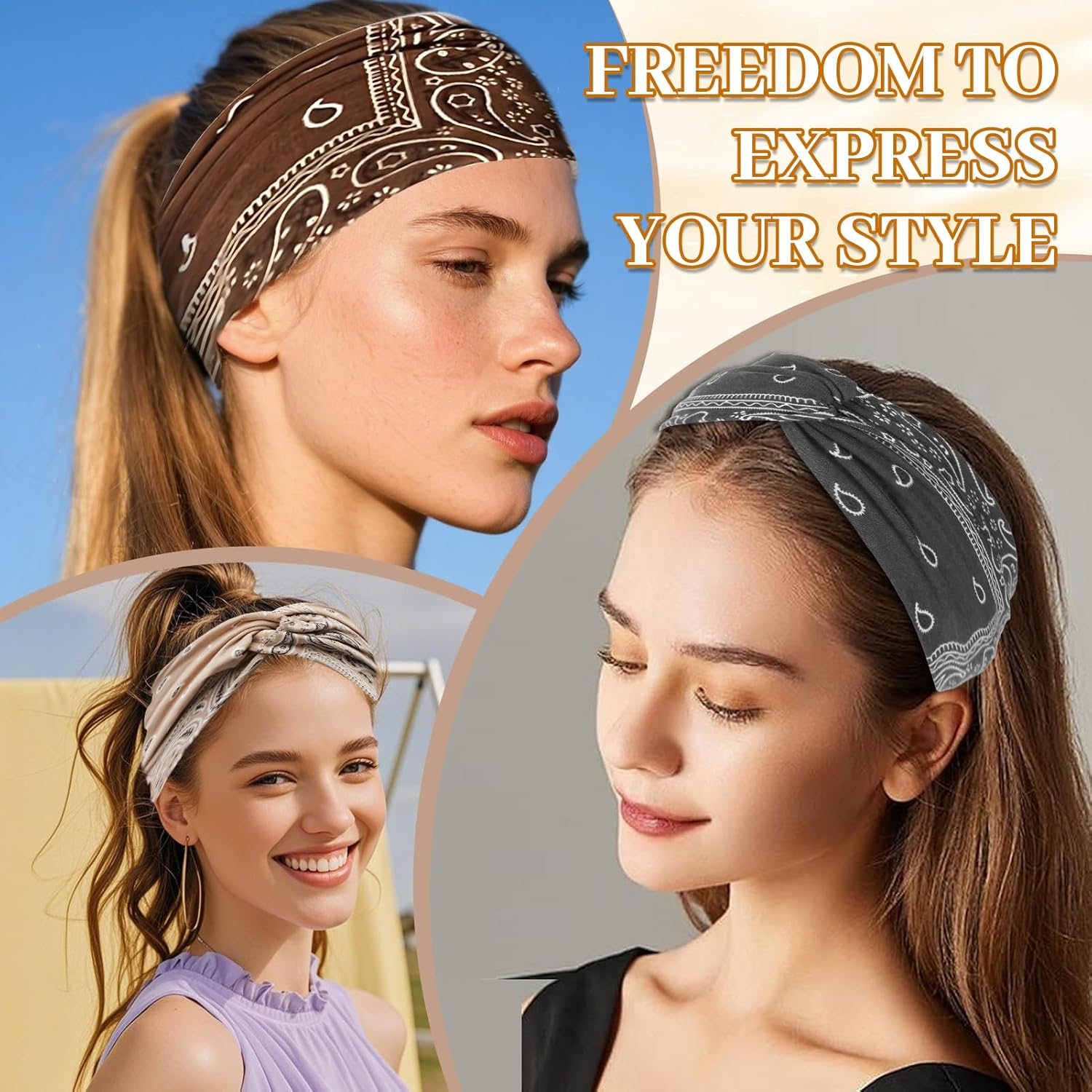 4 Pcs Headband, Headbands for Women'S Hair for Women Wide Vintage Head Wraps Knotted Cute Hair Bands Yoga Sports Hair Accessories