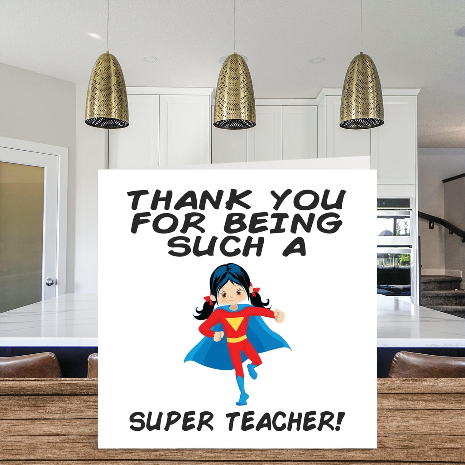 Teacher Thank You Cards - Super Teacher Female - Thankyou Cards for Teacher Her or Him, Humorous Teacher Appreciation Card, 145Mm X 145Mm Thank You Greeting Cards for Teachers Gifts - Male image number 7