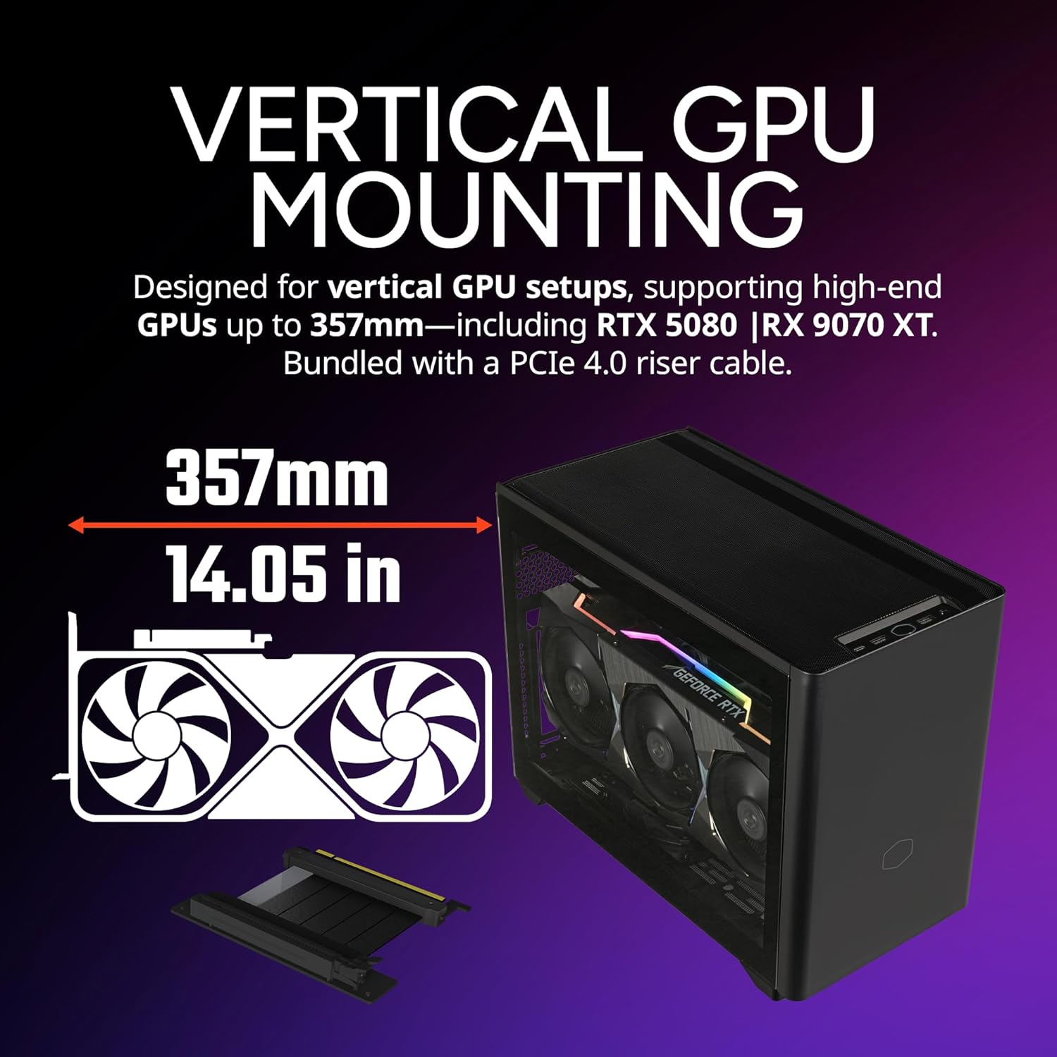Cooler Master NR200P V2 Mini-Itx 18L PC Case, Top-Mount 240Mm|280Mm Liquid Cooler, 356Mm Vertical Mounting 3.5-Slot GPU, Tempered |Vented Panel, USB 3.2 Gen 2X2 Type C (NR200PV2-KCNN-S00) image number 1