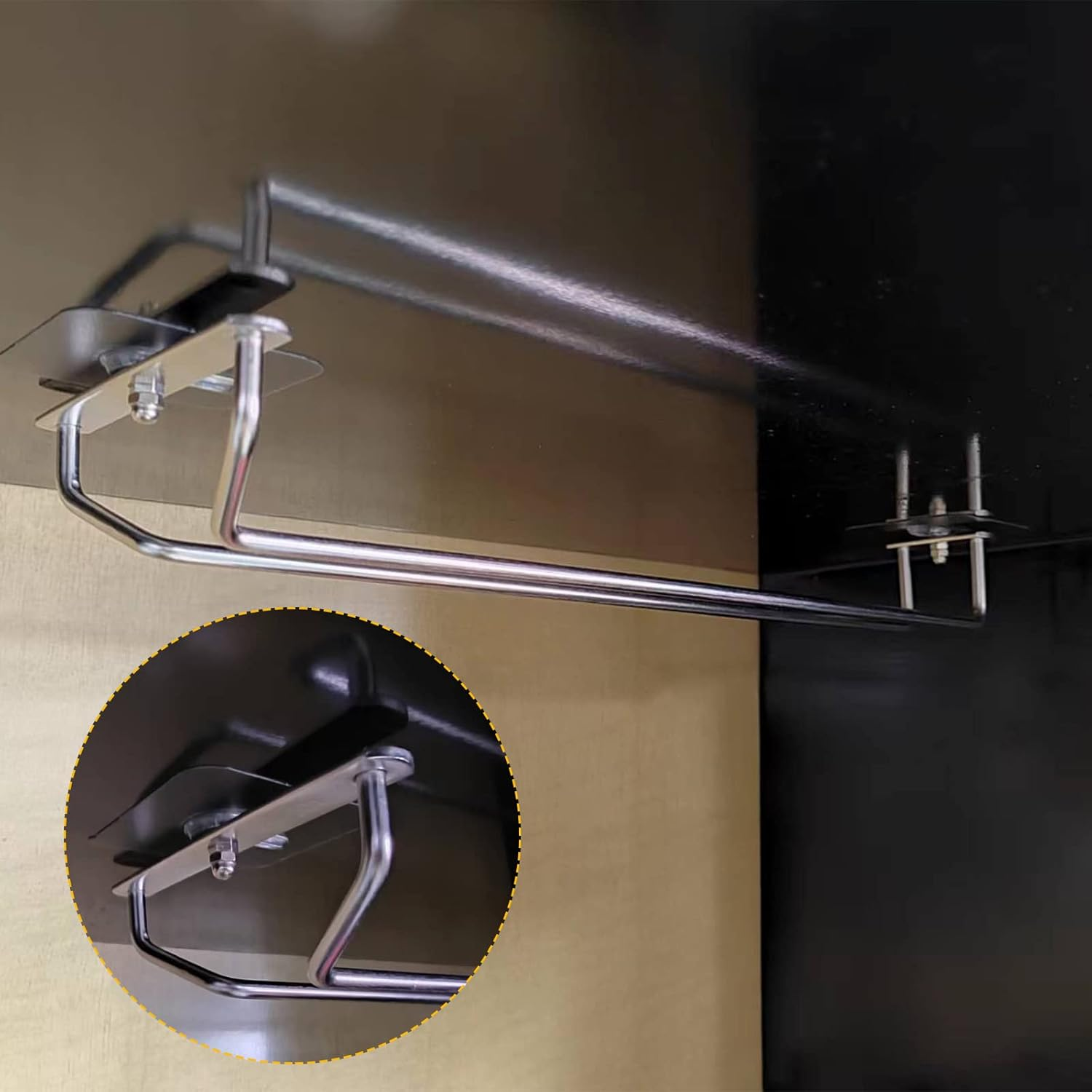 Wine Glass Rack under Cabinet: Stemware Wine Glass Holder Glasses Storage Hanger 2 Pack Single Rail under Shelf Metal Organizer for Bar Kitchen Hanging Glass Goblets Storage Rack Organizer (35 Cm) image number 3