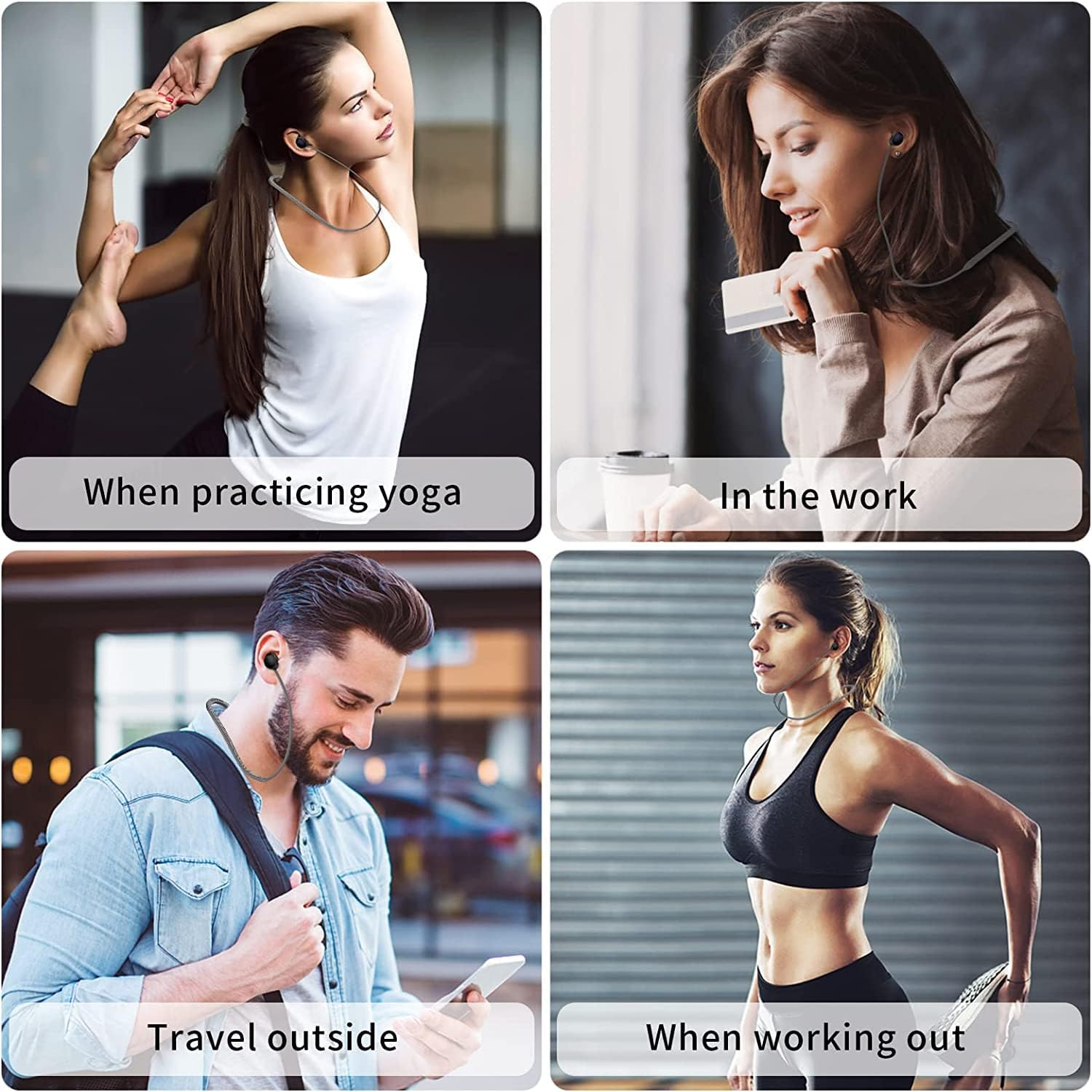 Anti-Lost Strap for Galaxy Buds 2 Pro (2022): AIYAAIYA Sports Soft Silicone Lanyard Accessories Compatible with Samsung Galaxy Buds Pro 2 Wireless Bluetooth Earbuds Neck Rope (Black + White) - Black+Blue image number 7