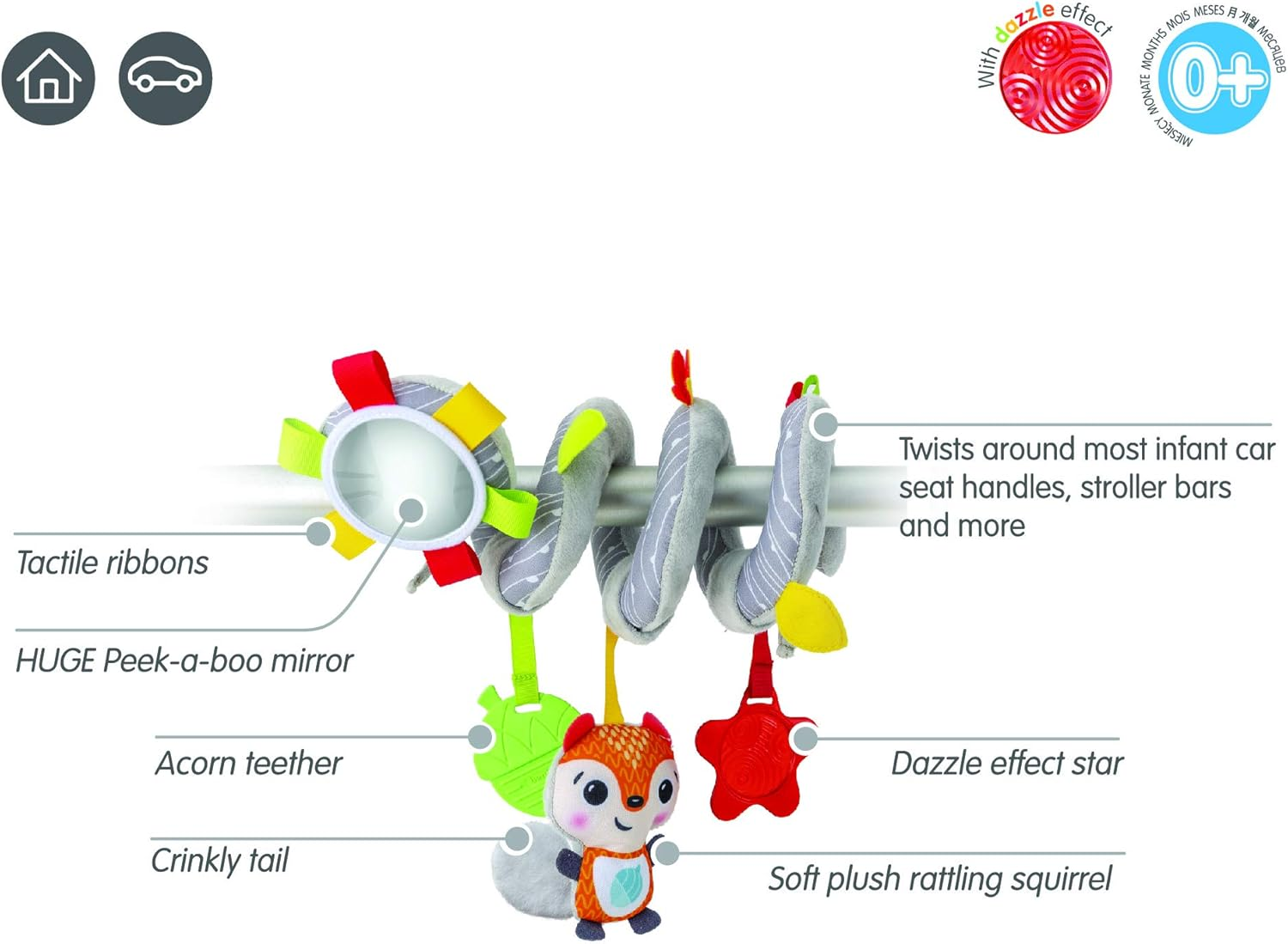 BENBAT Dazzle Friends on the Go Toys Hanging Spiral Toy for New Born and Above, Multi/Colour (BM710) image number 4