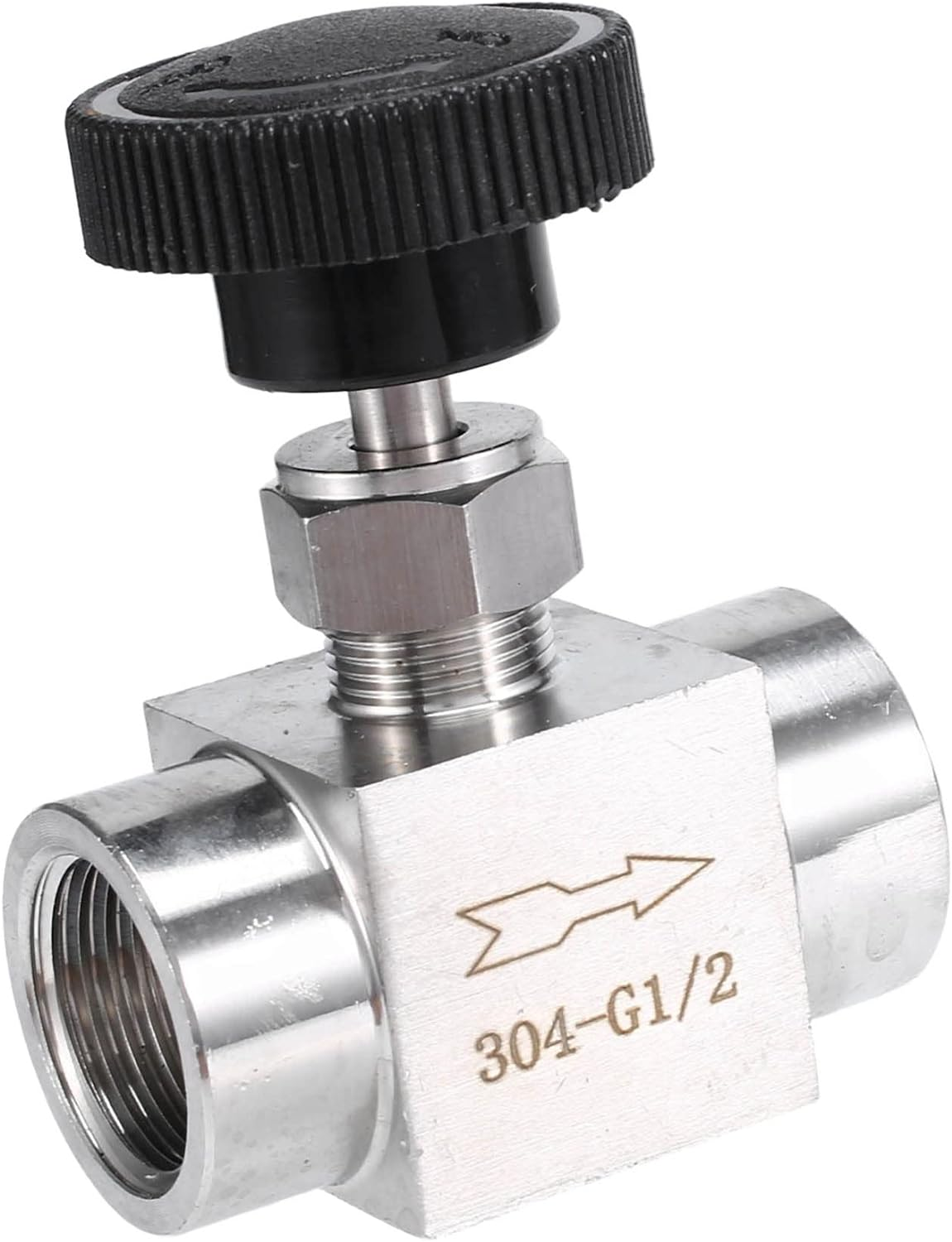 Aribrnten 1/2 Inch Equal Female Thread 304 Stainless Steel Flow Control Shut off Needle Valve image number 3