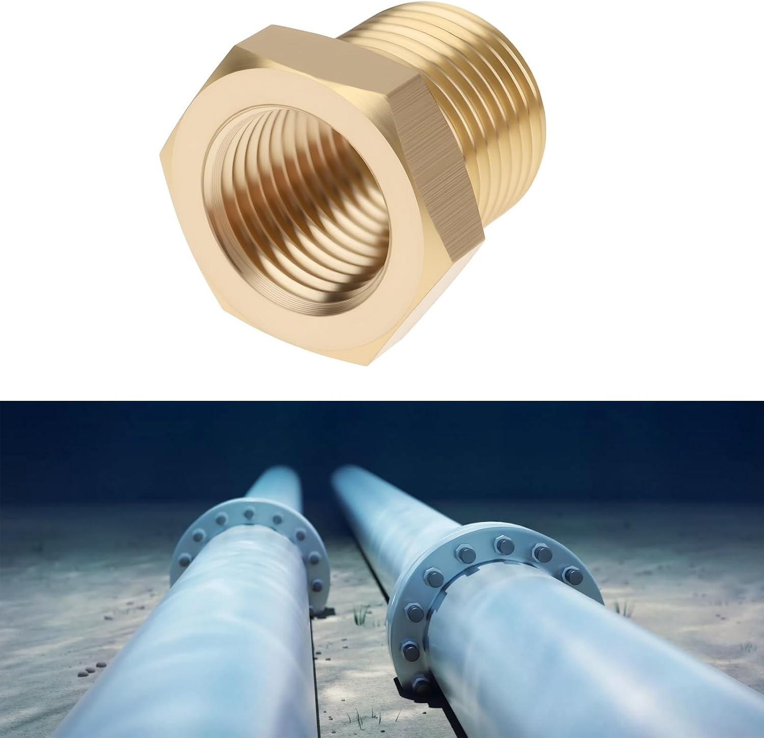 Emagtech 2Pcs M12 X 1 Male to M10 X 1 Female Brass Reducer Adapter for Connecting Pipes in Natural Gas Refrigeration Hydraulic Systems image number 2