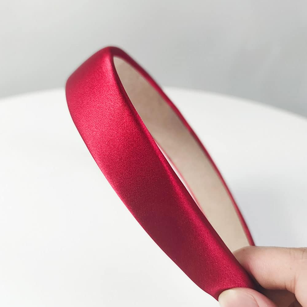 5 Piece Plain Satin Covering Turban Headband Fashion Hair Bands,Headwear Barrette Styling Tools Accessories with Solid Colors,Non Slip Hairband image number 1