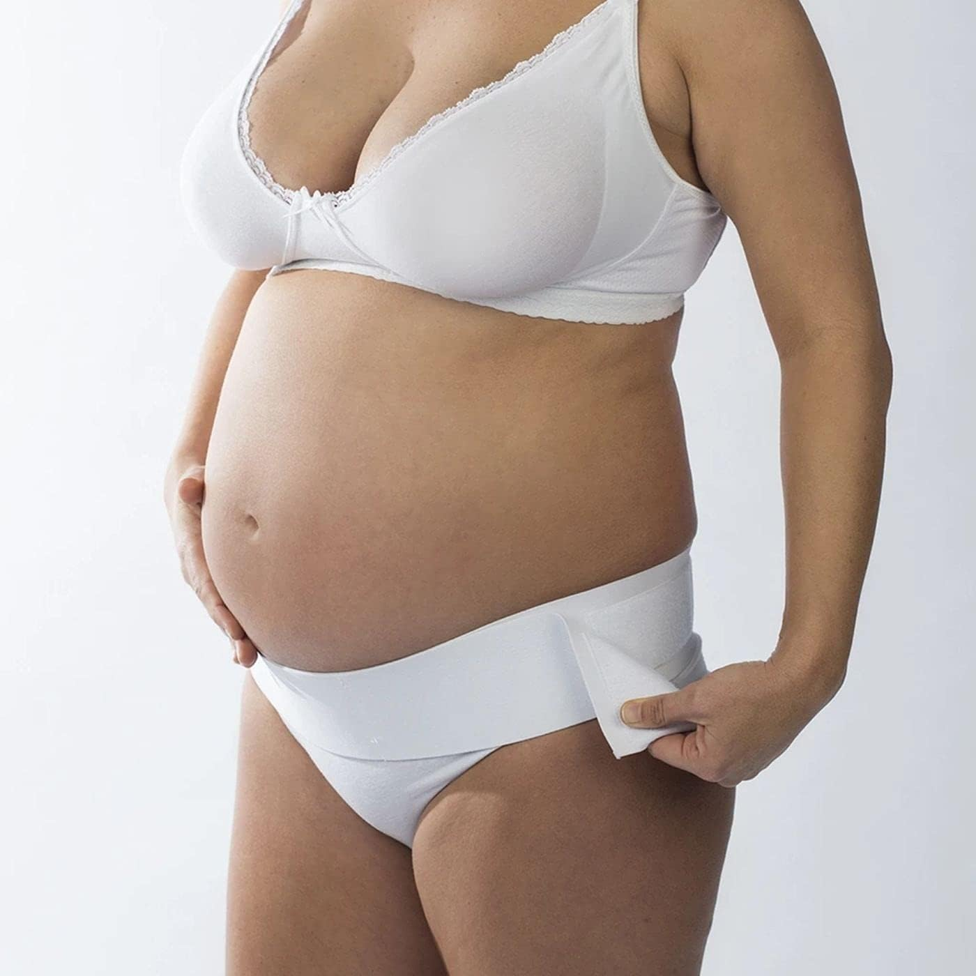 New Beginnings Adjustable Back Support Belt for Instant Pain Relief and Posture Improvement during Pregnancy, White, Large