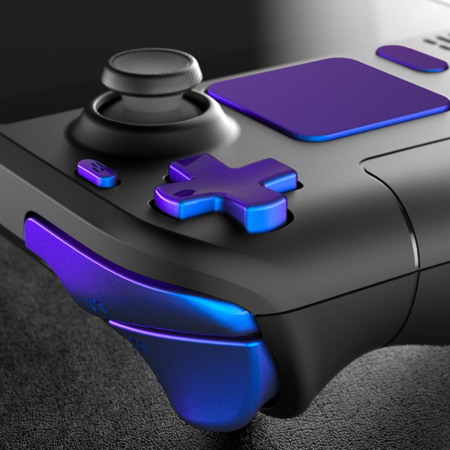 Extremerate Chameleon Purple Blue Replacement Full Set Buttons for Steam Deck, DIY Custom ABXY D-Pad Trackpad Bumpers Triggers Buttons Sets for Steam Deck LCD Handheld Console - Console NOT Included image number 4