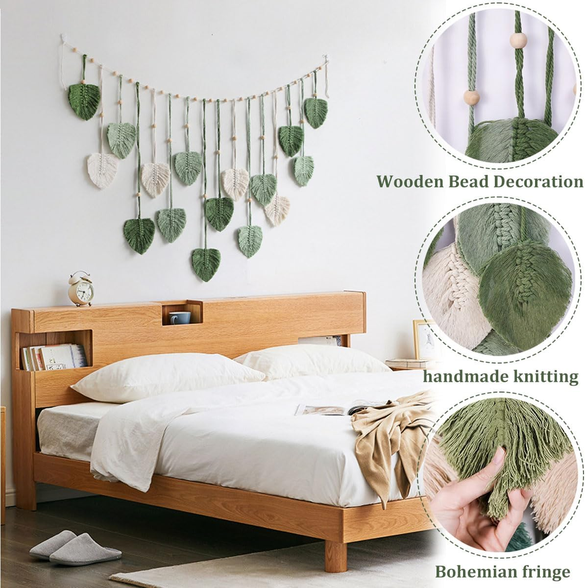 TRBSXRT Macrame Wall Hanging - Leaves Tapestry Wall Art for Living Room, Bedroom (47.2 X 30 Inches)