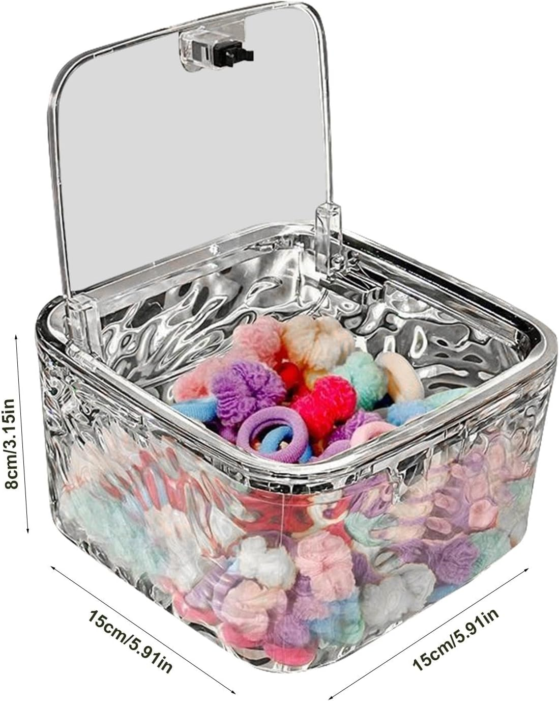 Hair Accessories Storage Container | Clear Hair Tie Organizer | Hair Accessories Holder, Tool Box with Lid, Hair Containers for Headband Bows Hair Clip - Silver Gray image number 4
