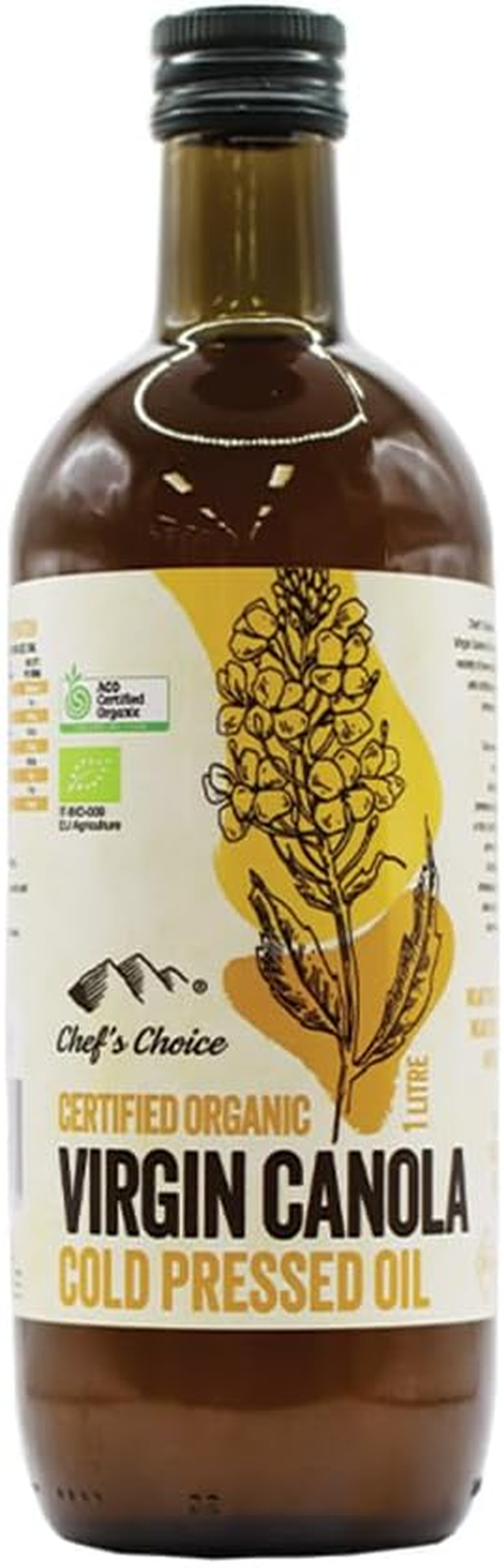 Chef'S Choice Organic Solvent Free Cold Pressed Extra Virgin Canola Oil 1L image number 1