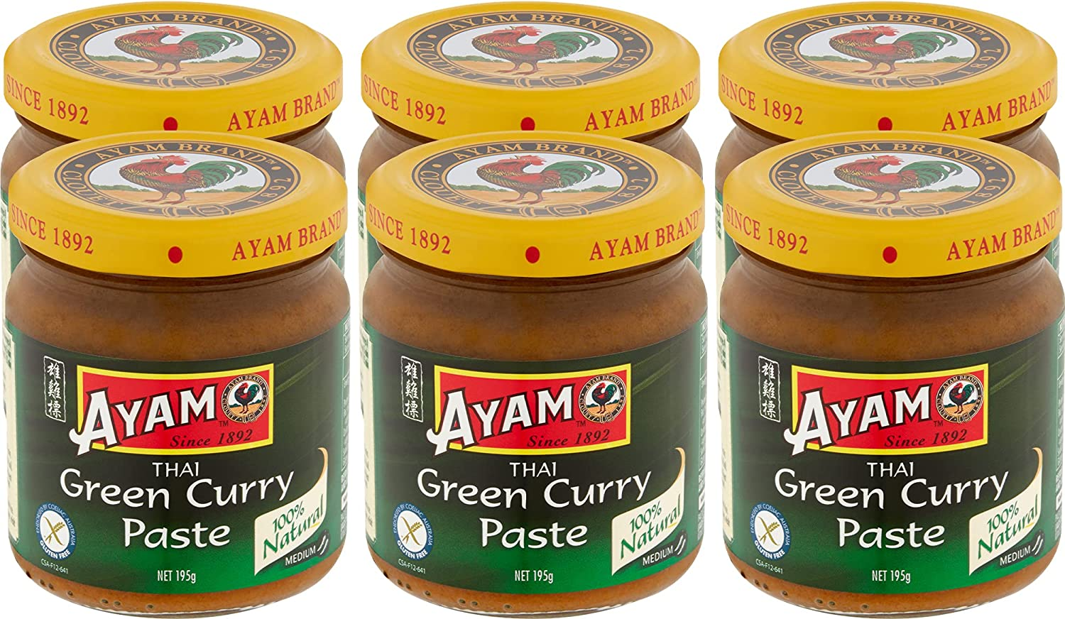 AYAM Green Curry Paste | Sweet & Spicy | Gluten, Dairy, Nut, Egg Free | Great Taste | No Additives & No Added MSG - 6 X 195G image number 3