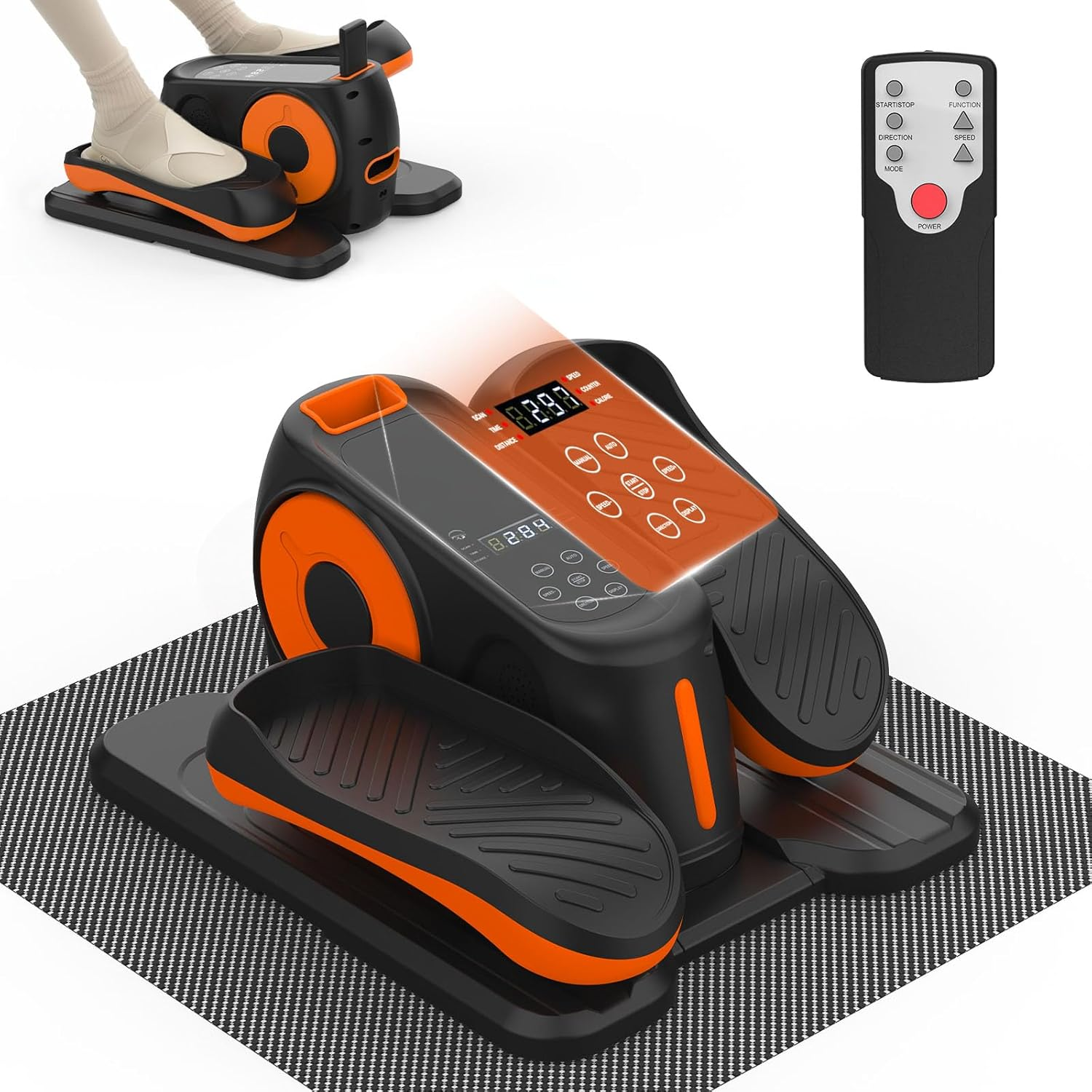 Advwin under Desk Elliptical Machine, Portable Electric Seated Pedal Exerciser for Seniors W/12 Adjustable Speed & 3 Auto Mode, Quiet Leg Exerciser Machine for Home Office with Non-Slip Pad & Display image number 6