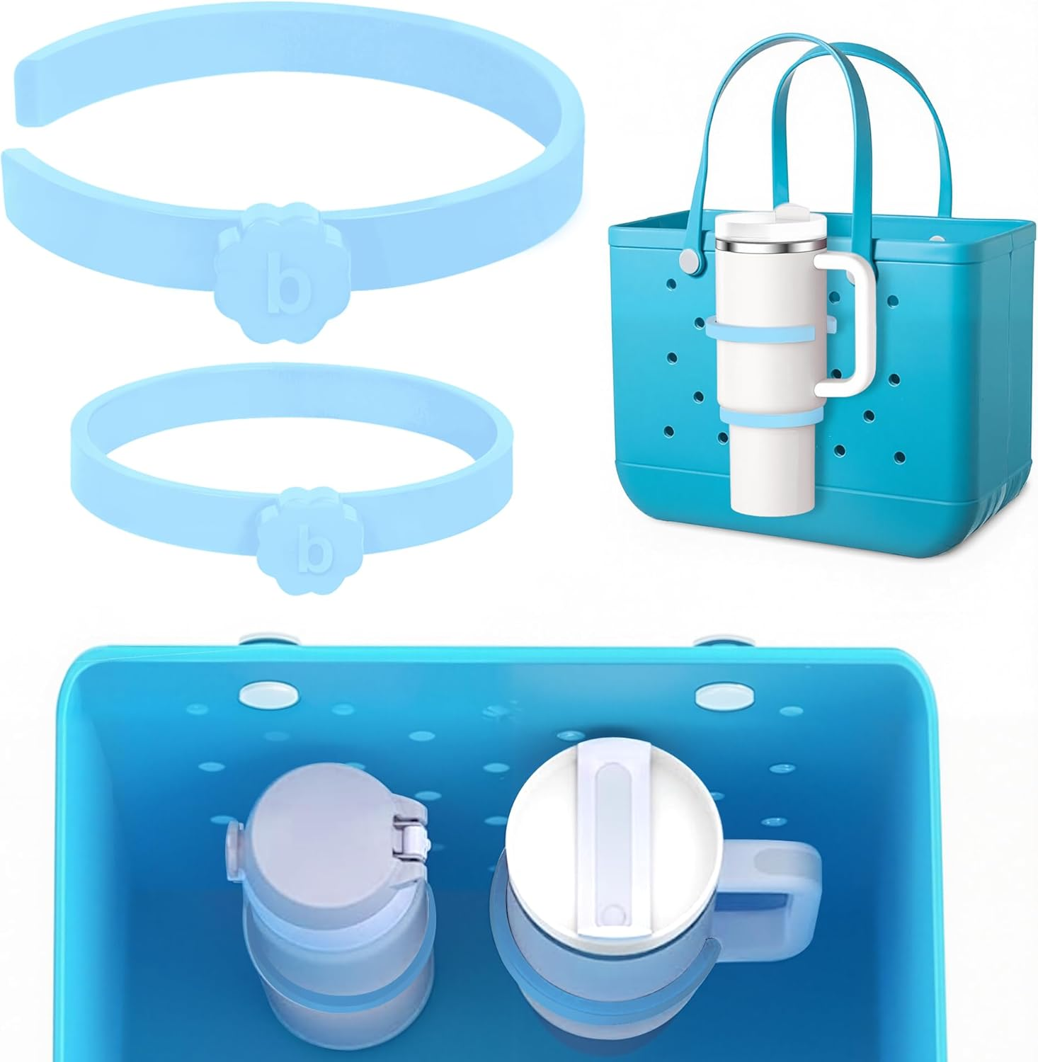 Bogg Bag Cup Holder for 30Oz 40Oz Stanley, Adjustable Insert Drink Holder Compatible with Bogg Bag/Simply Southern Beach Tote Bag, Water Bottle Holder Attachment for Bogg Bag Accessories